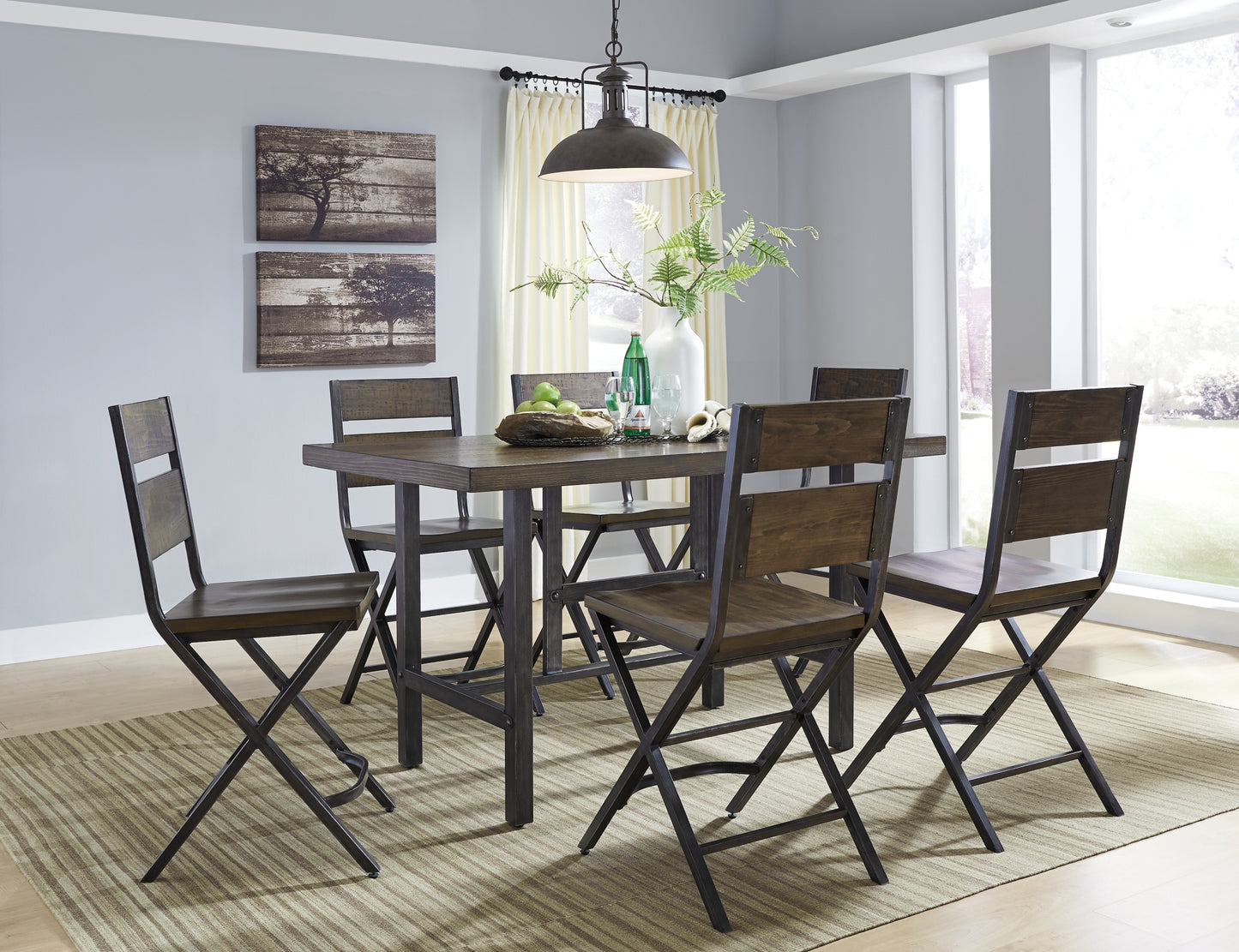 Kavara Counter Height Dining Table and 6 Barstools