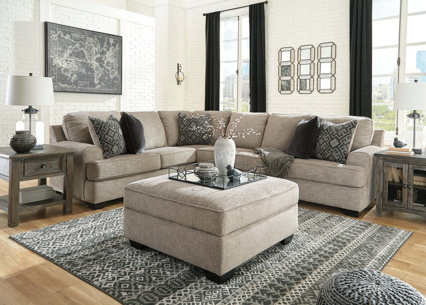 Bovarian 3-Piece Sectional with Ottoman