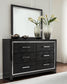 Kaydell Queen/Full Upholstered Panel Headboard with Mirrored Dresser