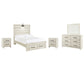 Cambeck  Panel Bed With Mirrored Dresser And 2 Nightstands