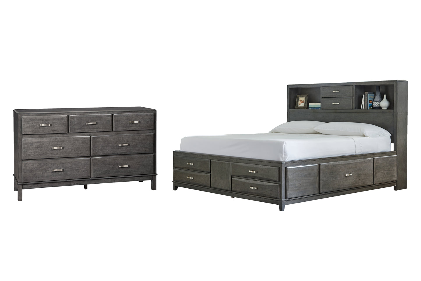 Caitbrook  Storage Bed With 8 Storage Drawers With Dresser