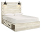 Cambeck  Panel Bed With 4 Storage Drawers With Mirrored Dresser, Chest And Nightstand