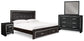 Kaydell King Upholstered Panel Bed with Mirrored Dresser and Nightstand