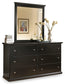 Maribel Queen Panel Bed with Mirrored Dresser and Chest