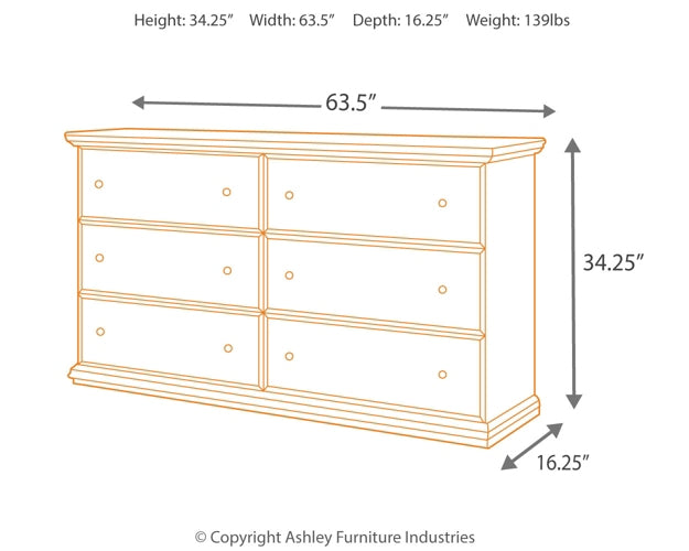 Maribel Full Panel Bed with Dresser