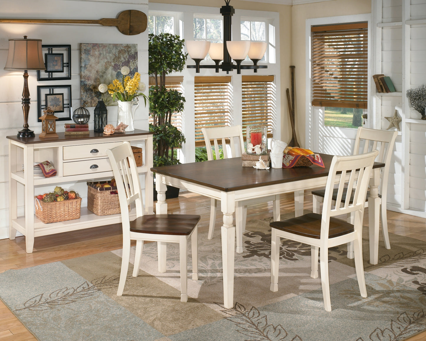 Whitesburg Dining Table and 4 Chairs with Storage