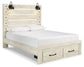 Cambeck  Panel Bed With 2 Storage Drawers With Mirrored Dresser