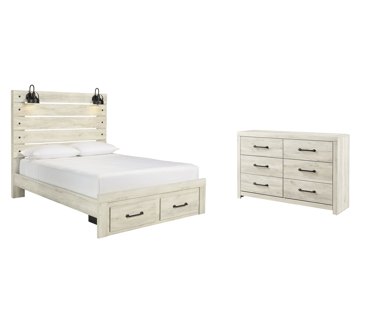 Cambeck  Panel Bed With 2 Storage Drawers With Dresser