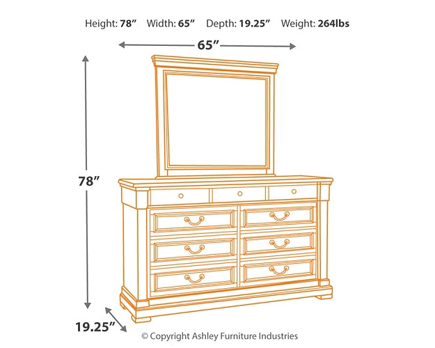 Bolanburg Queen Panel Bed with Mirrored Dresser and 2 Nightstands