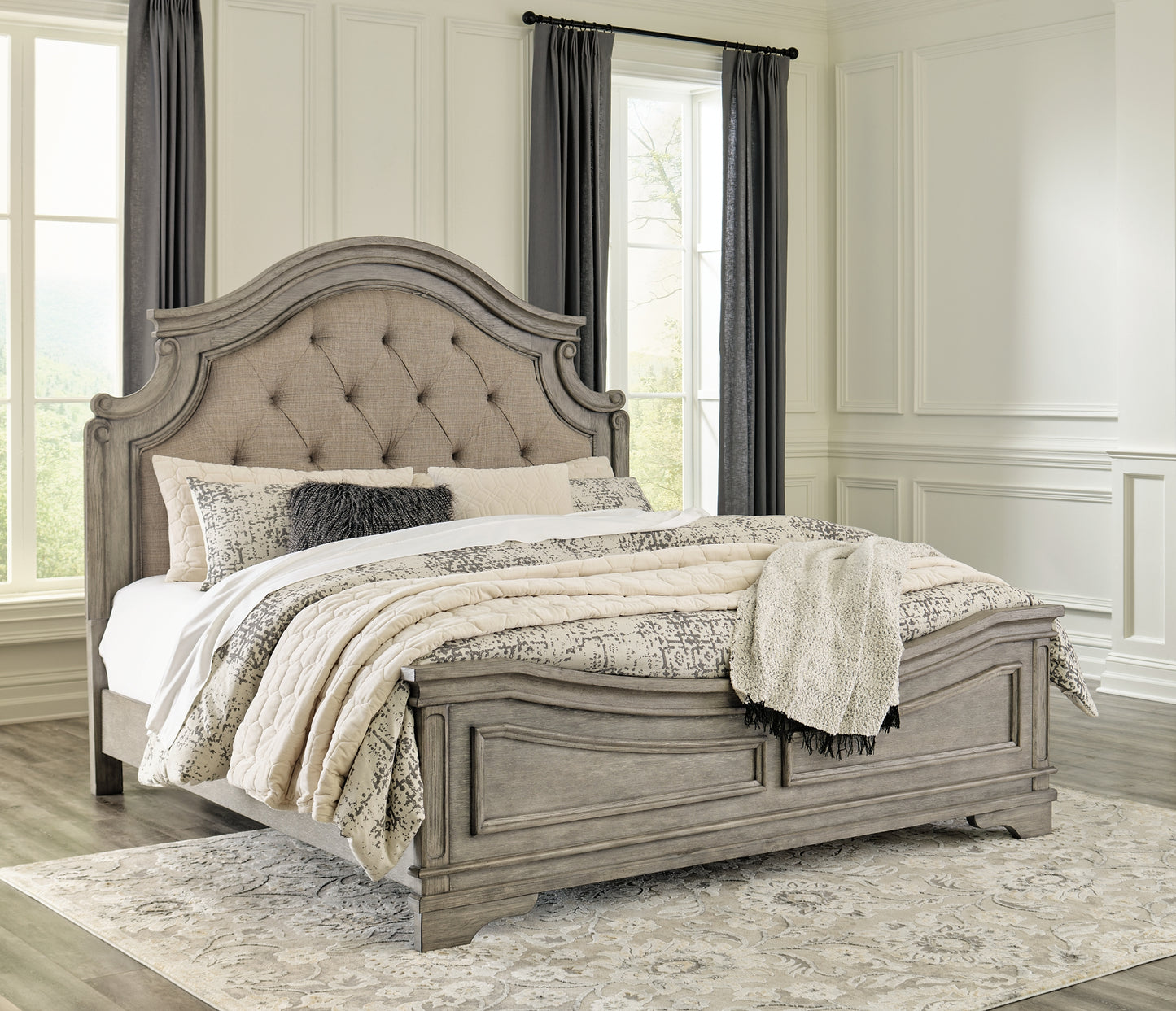 Lodenbay California King Panel Bed with Mirrored Dresser, Chest and 2 Nightstands