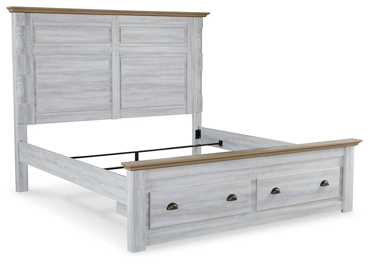 Haven Bay King Panel Storage Bed with Mirrored Dresser