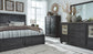 Foyland King Panel Storage Bed with Mirrored Dresser, Chest and Nightstand