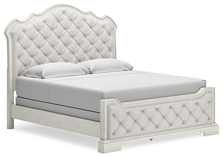 Arlendyne King Upholstered Bed with Mirrored Dresser