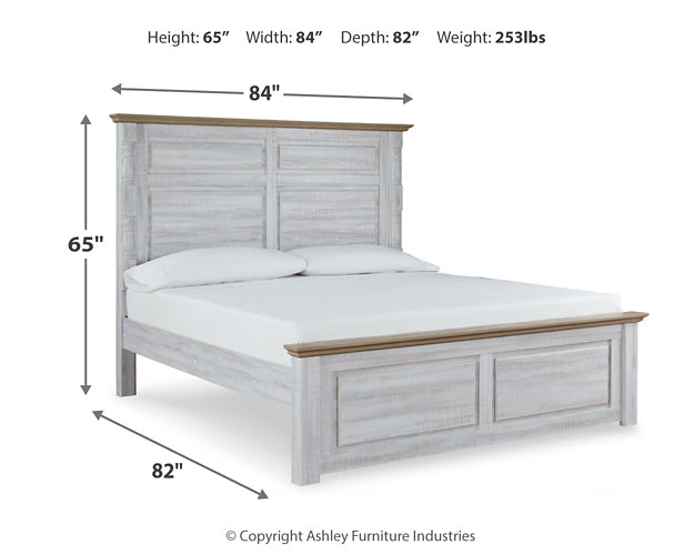 Haven Bay King Panel Bed with Mirrored Dresser