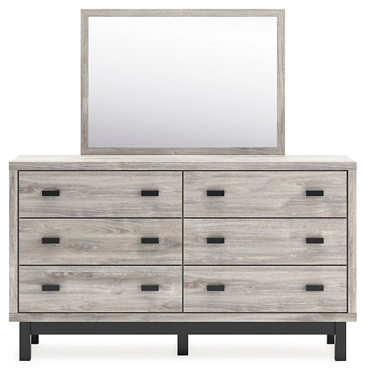 Vessalli Queen Panel Headboard with Mirrored Dresser and Chest