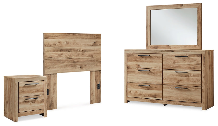 Hyanna Twin Panel Headboard with Mirrored Dresser and Nightstand