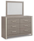 Surancha Full Panel Bed with Mirrored Dresser and Chest