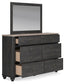 Nanforth King/California King Panel Headboard with Mirrored Dresser, Chest and 2 Nightstands