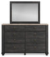 Nanforth Queen Panel Bed with Mirrored Dresser and Nightstand