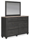 Nanforth King Panel Bed with Mirrored Dresser, Chest and Nightstand