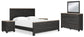 Nanforth King Panel Bed with Mirrored Dresser and 2 Nightstands