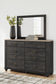 Nanforth Queen Panel Headboard with Mirrored Dresser, Chest and 2 Nightstands