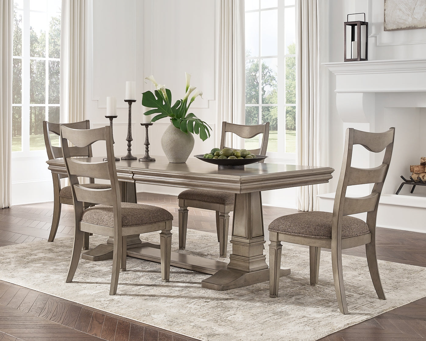 Lexorne Dining Table and 4 Chairs with Storage