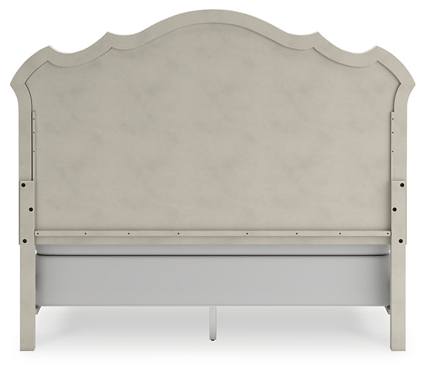 Arlendyne California King Upholstered Bed with Mirrored Dresser, Chest and Nightstand