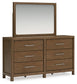 Cabalynn King Upholstered Bed with Mirrored Dresser, Chest and Nightstand