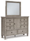 Harrastone King Panel Bed with Mirrored Dresser and Chest