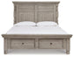 Harrastone King Panel Bed with Mirrored Dresser and Chest