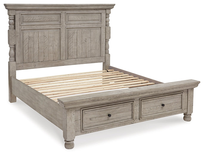 Harrastone King Panel Bed with Mirrored Dresser, Chest and Nightstand