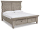 Harrastone California King Panel Bed with Mirrored Dresser and Chest