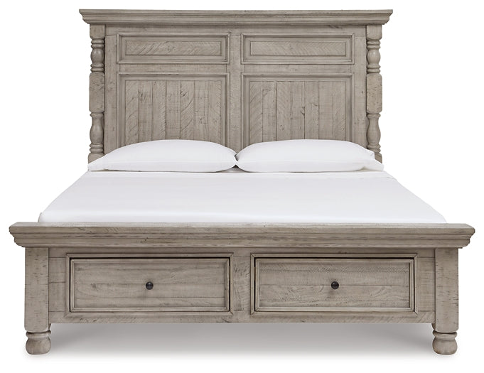 Harrastone California King Panel Bed with Mirrored Dresser, Chest and 2 Nightstands