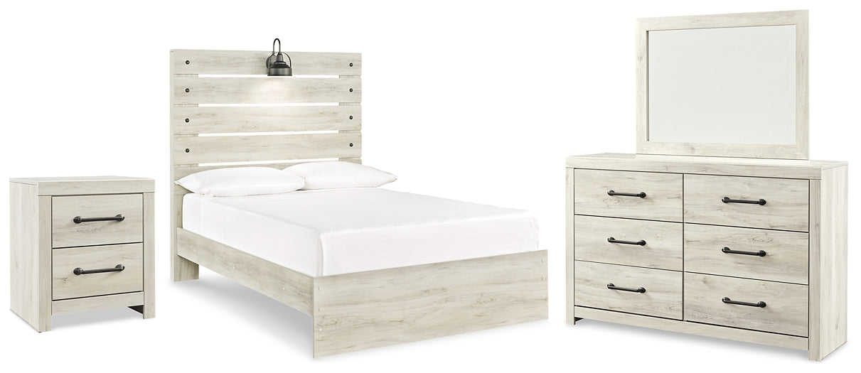 Cambeck Full Panel Bed with Mirrored Dresser and Nightstand