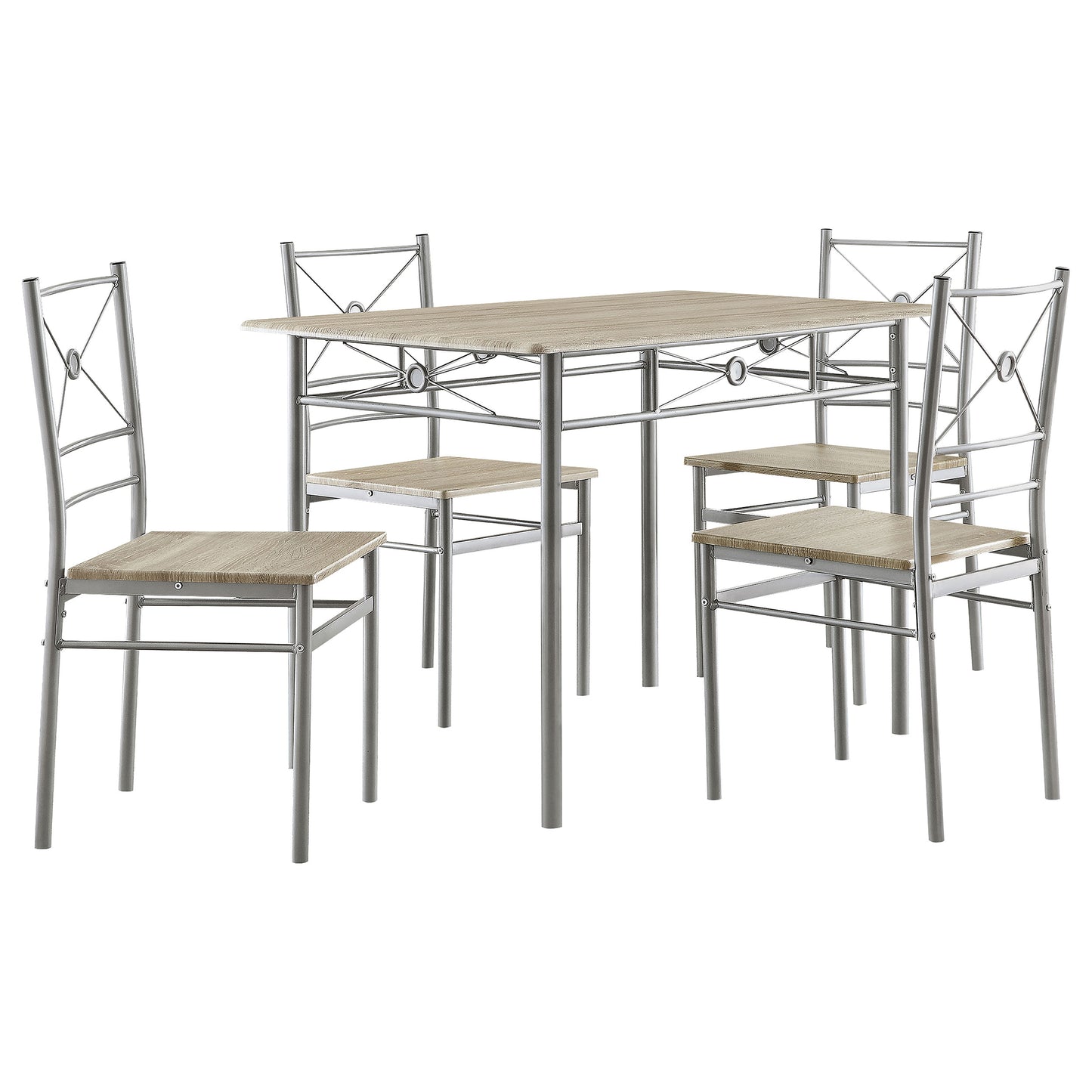 Anna 5-piece Rectangular Dining Table Set Silver