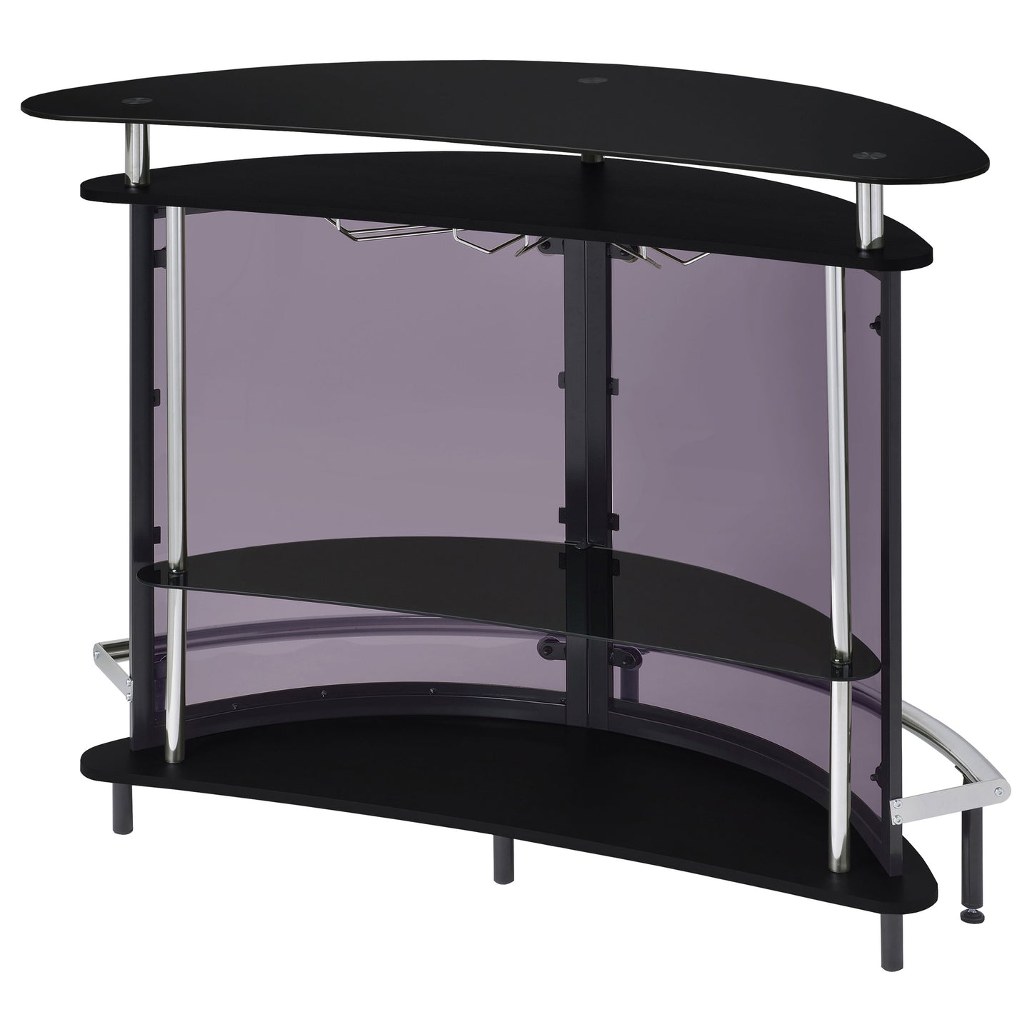 Amarillo Freestanding Glass Top Home Bar Wine Cabinet Black