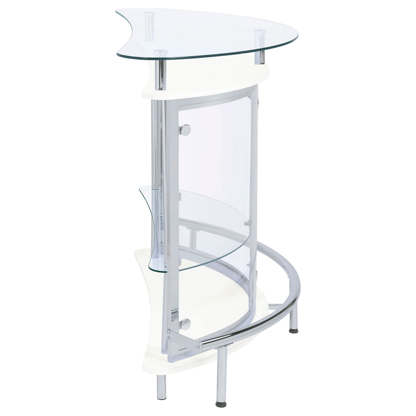 Amarillo Freestanding Glass Top Home Bar Wine Cabinet White