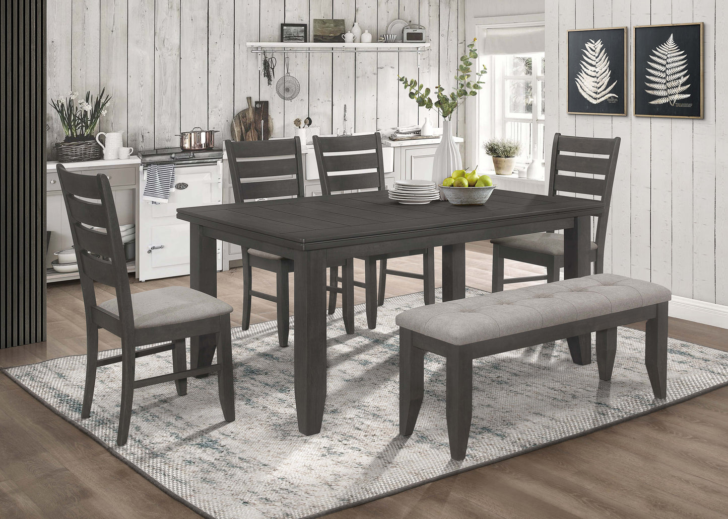 Dalila Rectangular 66-inch Wood Dining Table Dark Grey