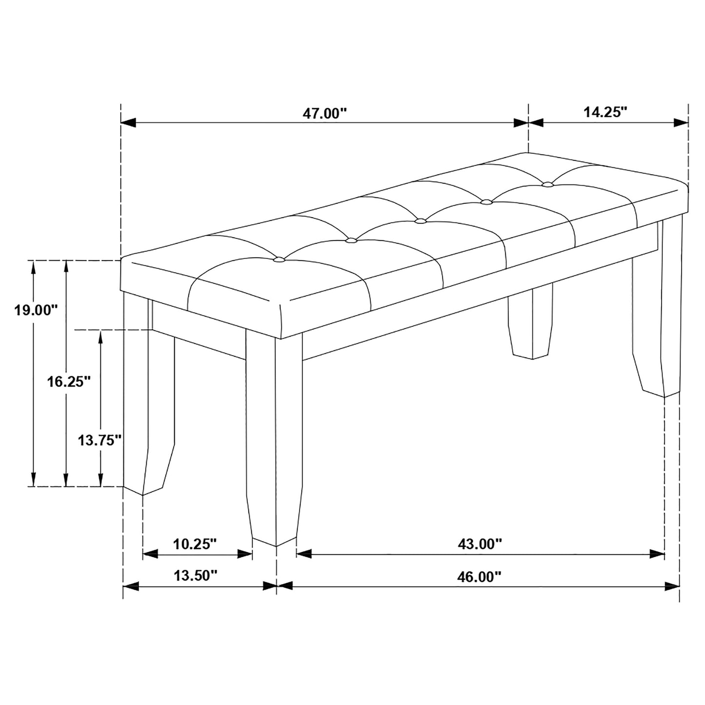 Dalila Leatherette Upholstered Wood Dining Bench Cappuccino