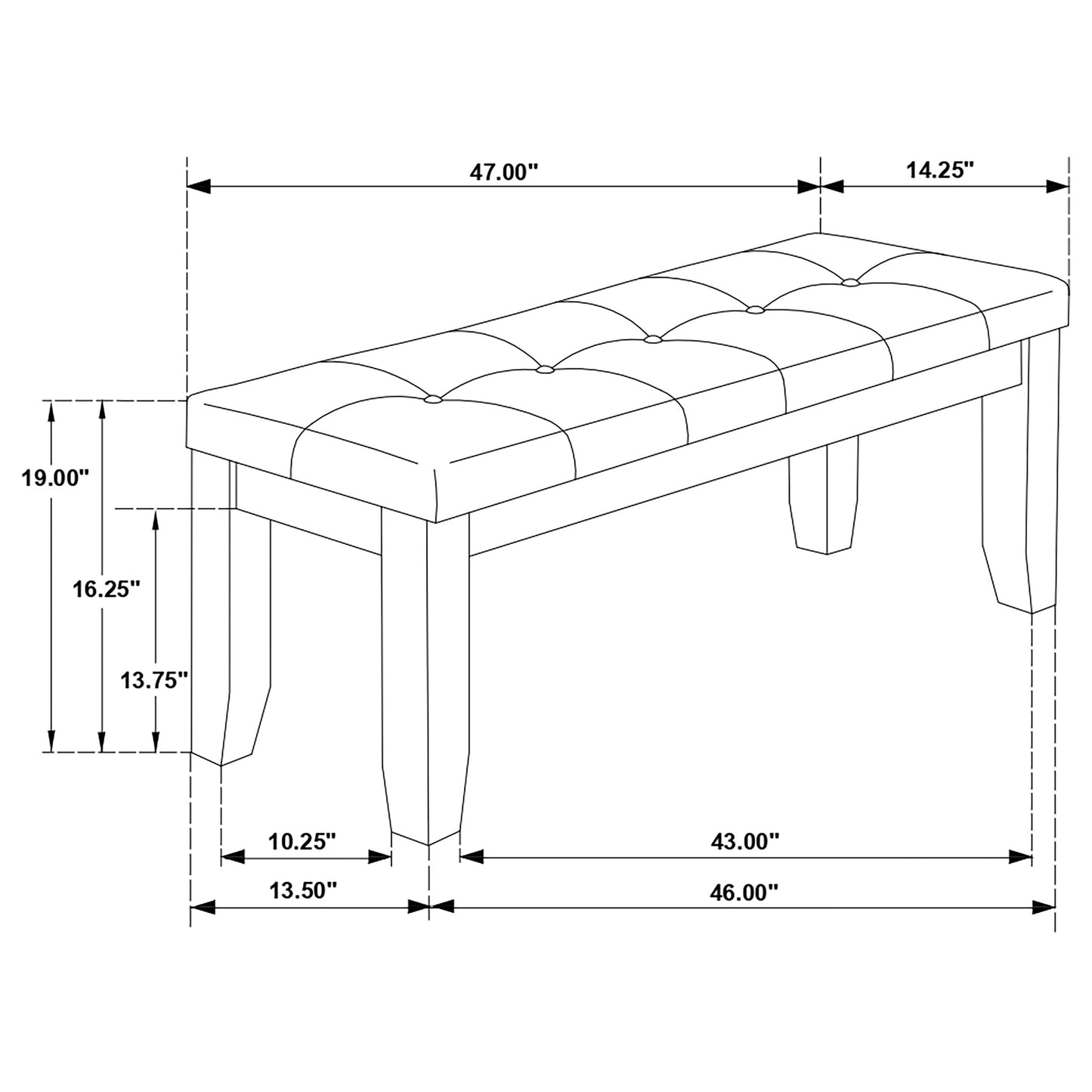 Dalila Fabric Upholstered Wood Dining Bench Dark Grey