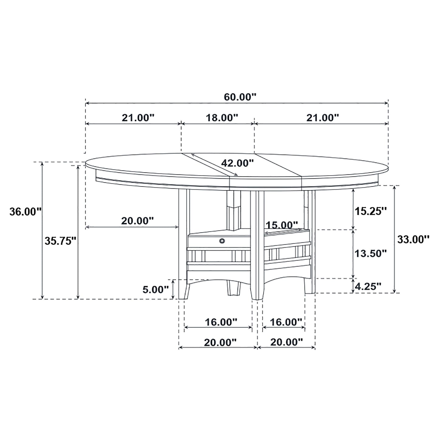 Lavon Oval 60-inch Extension Counter Dining Table Espresso