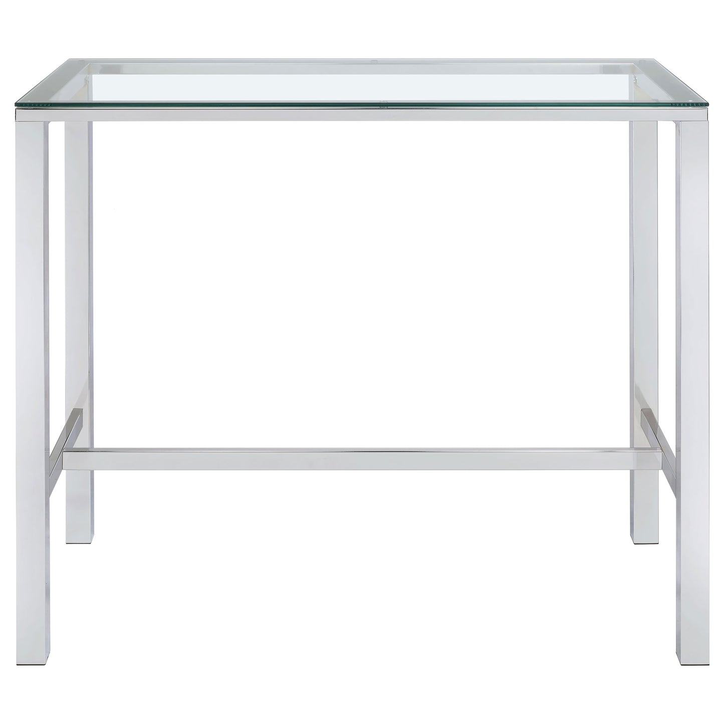 Tolbert Rectangular 47-inch Glass Top Pub Bar Table Chrome