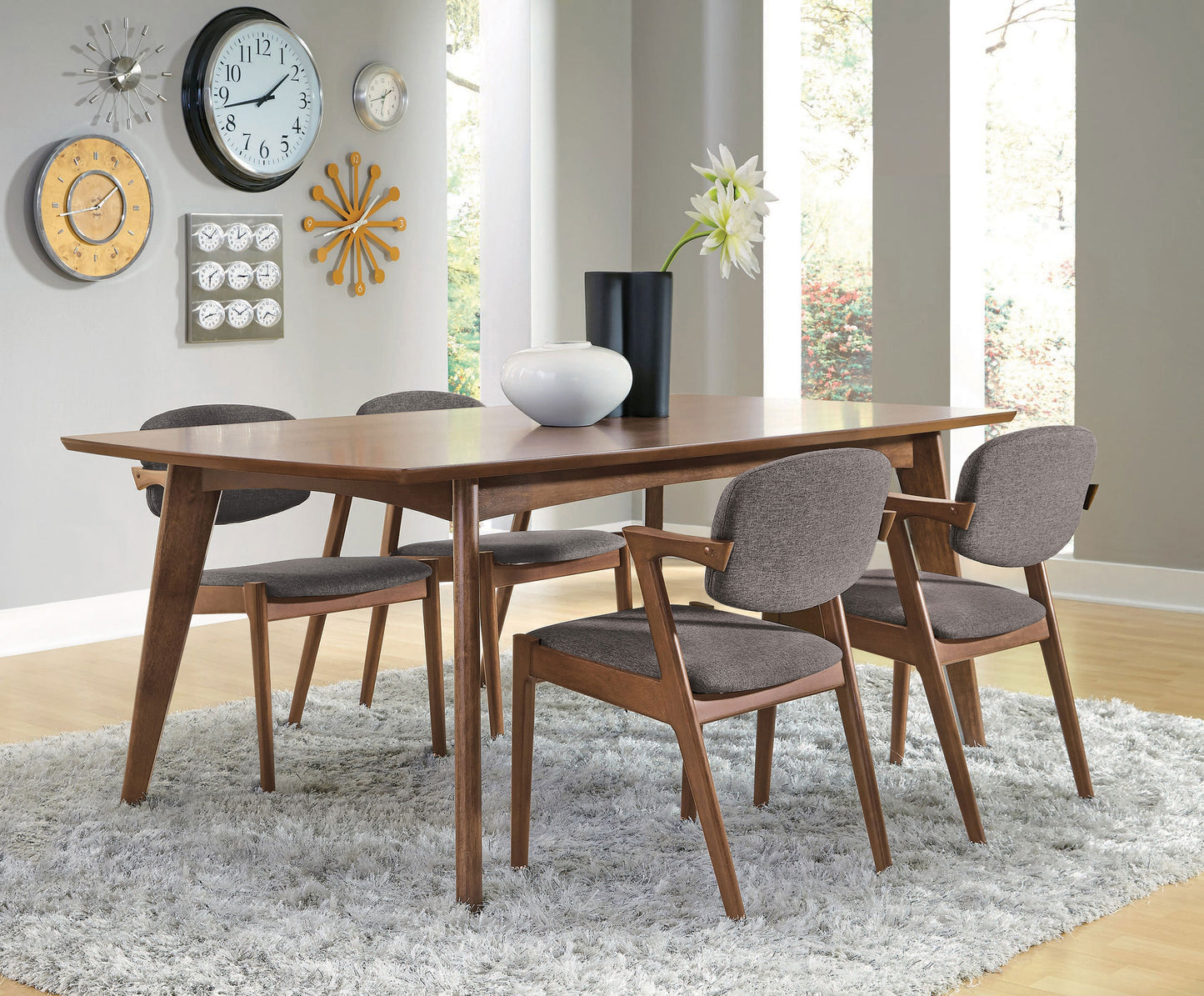 Malone 5-piece Rectangular Dining Table Set Dark Walnut