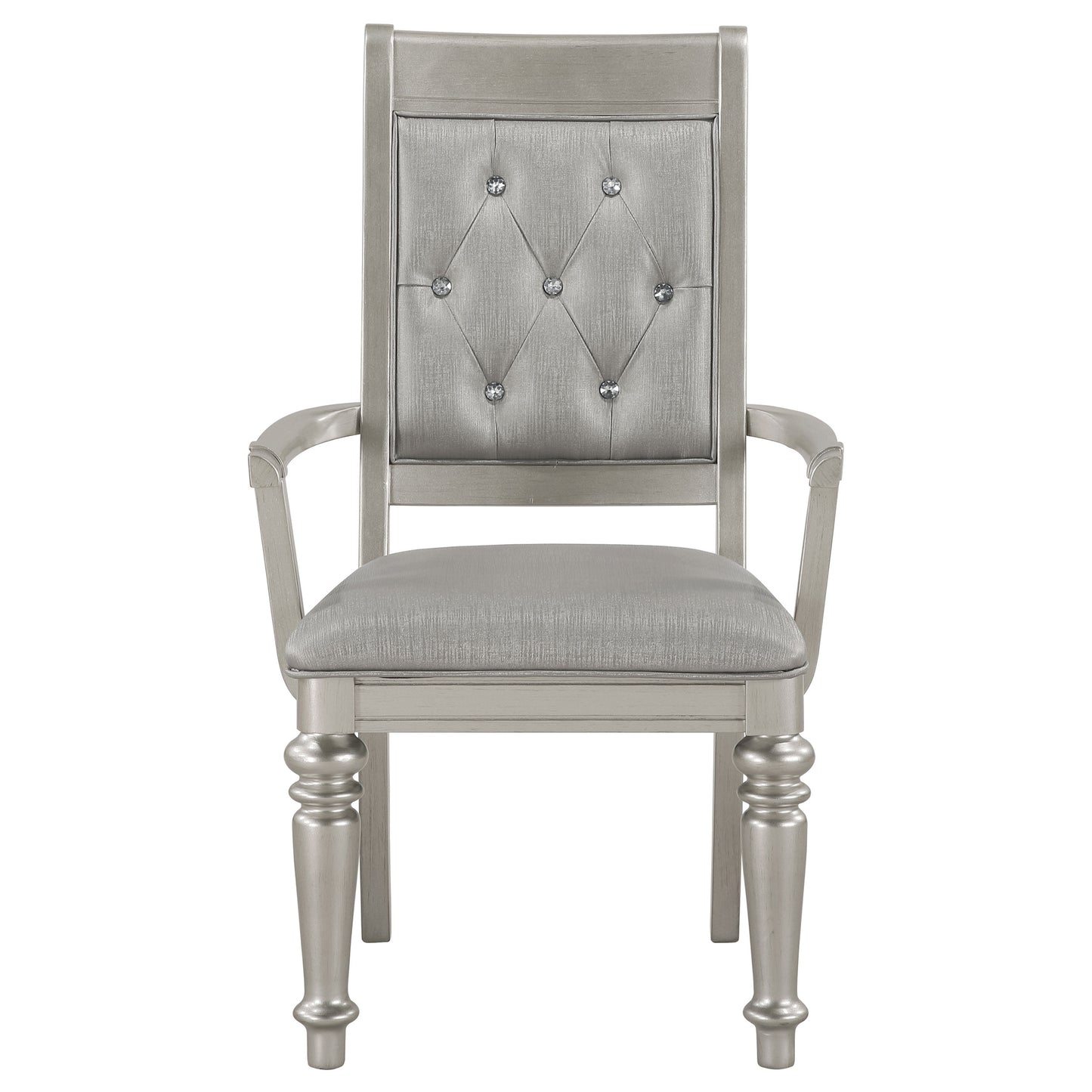 Bling Game Dining Arm Chair Metallic Platinum (Set of 2)