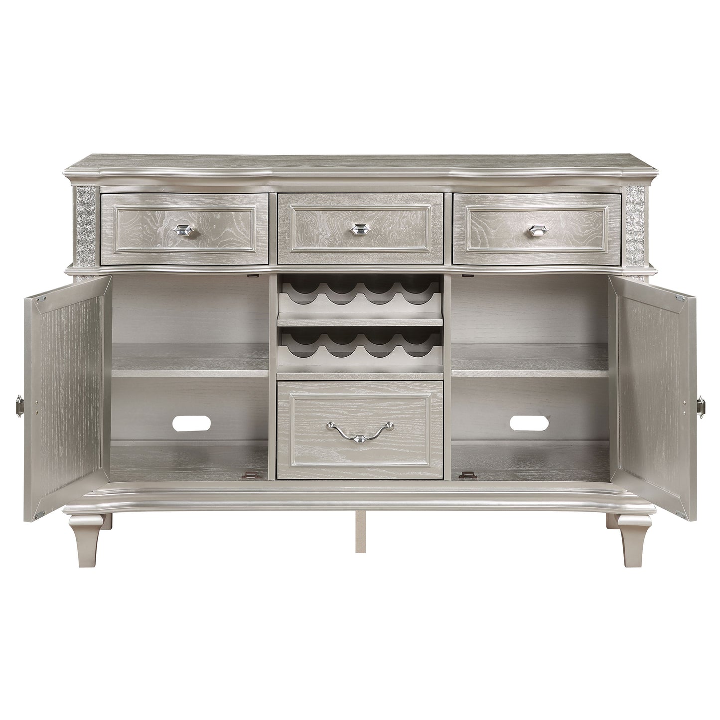 Evangeline 4-drawer Sideboard Buffet Cabinet Silver Oak