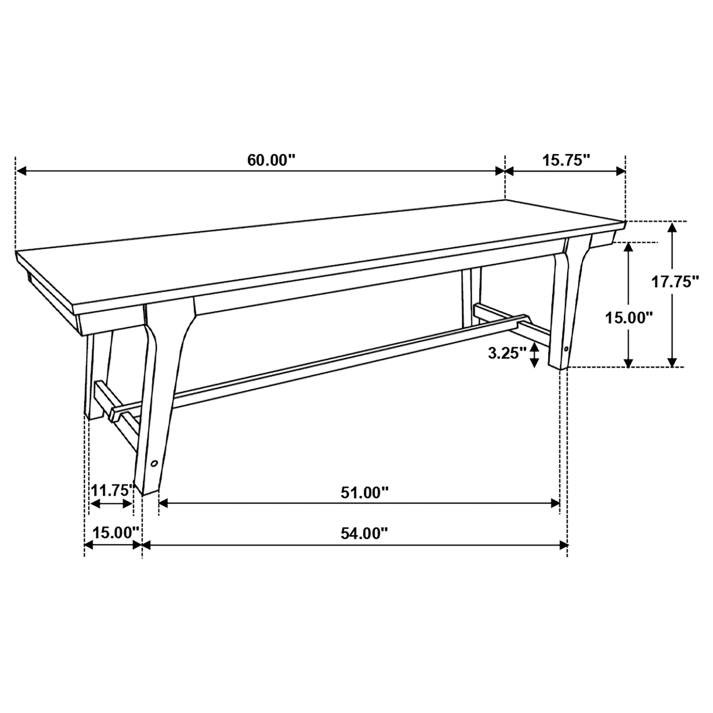 Reynolds Wood Trestle Base Dining Bench Brown Oak