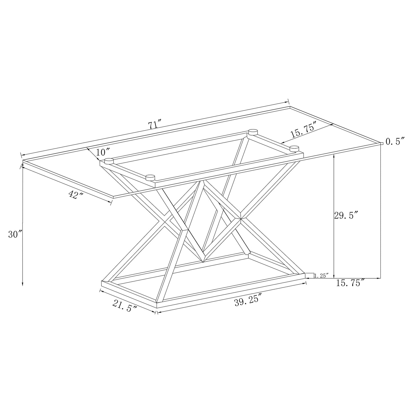 Beaufort Rectangular 71-inch Glass Top Dining Table Chrome