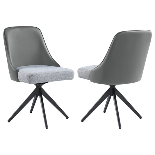 Paulita Upholstered Swivel Dining Side Chair Grey (Set of 2)