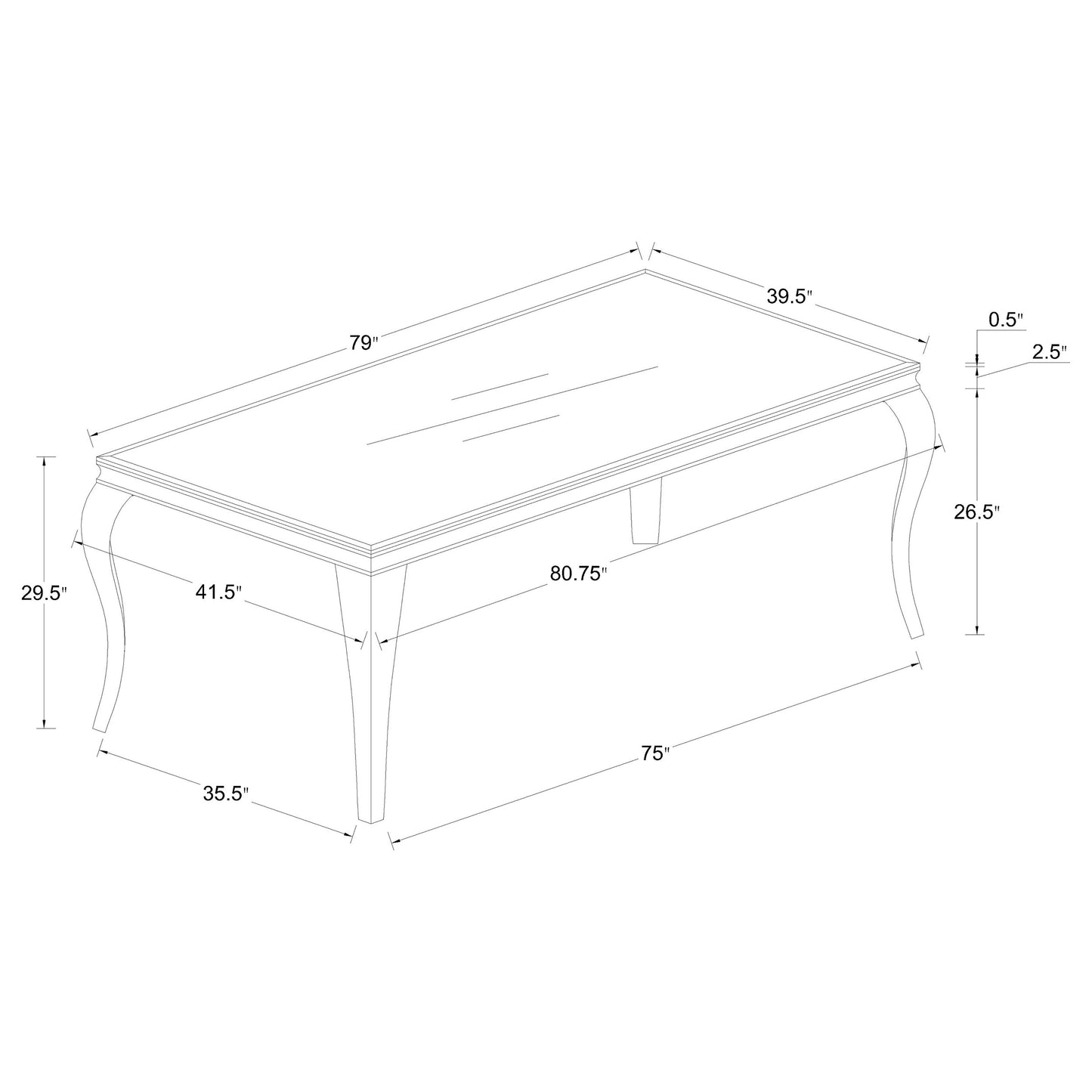 Carone Rectangular 81-inch Glass Top Dining Table White